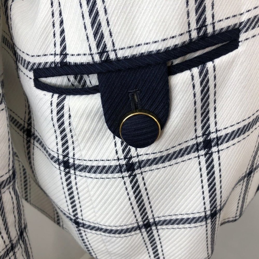 Executive Collection Womens Blazer Jacket Sz 14 White Blue Stripes Front Pockets - Picture 4 of 12
